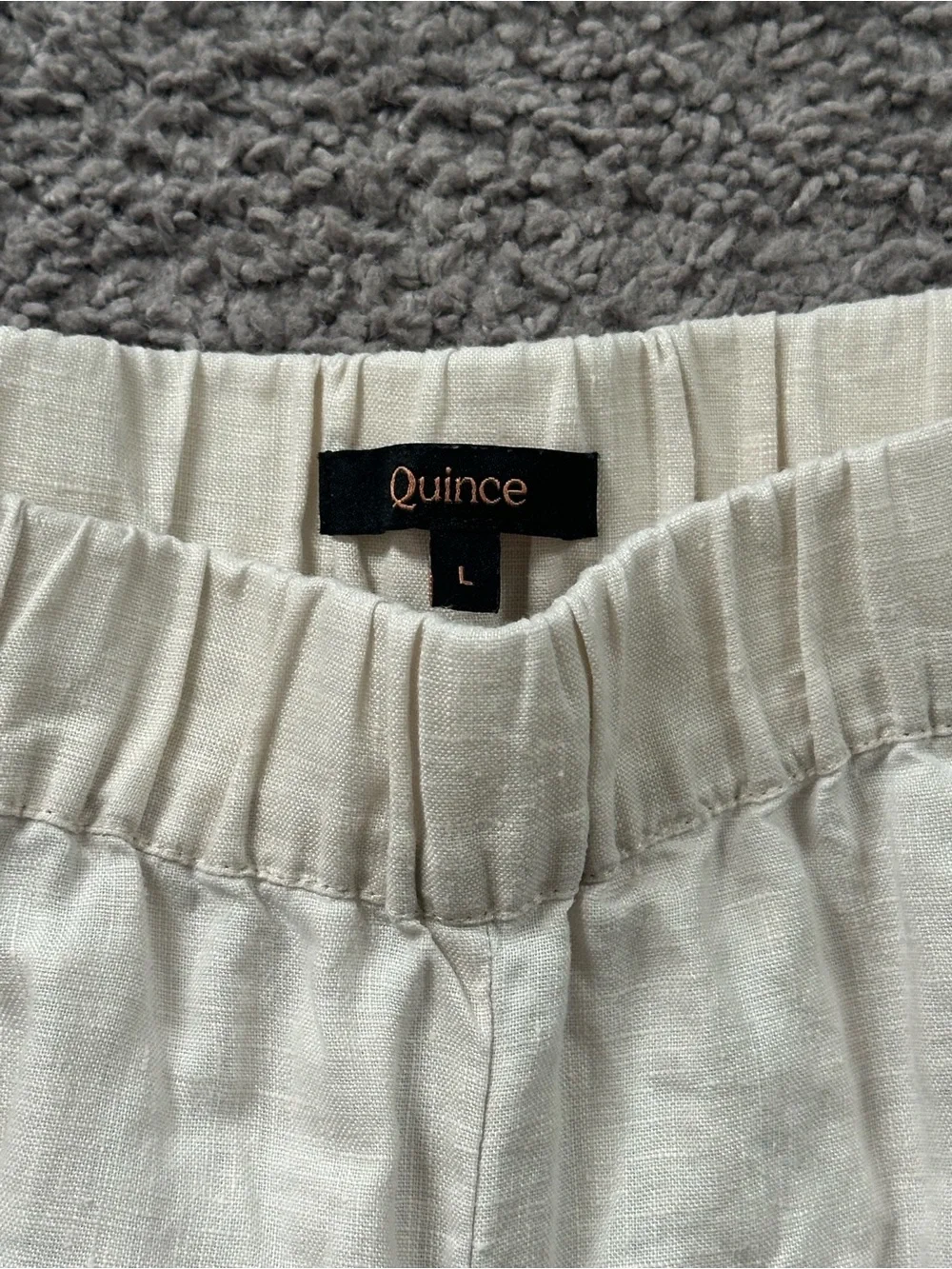 Quince Linen Elastic Waist Crop Pants - Beige / Flax Large